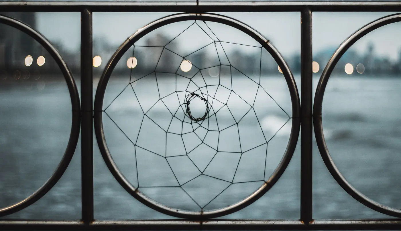 Circular wrought iron detail, woven pattern