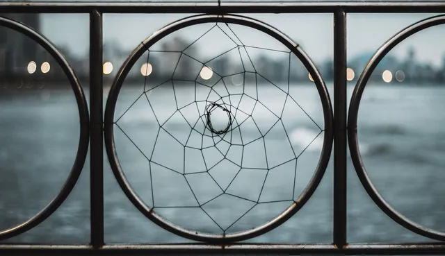 Circular wrought iron detail, woven pattern