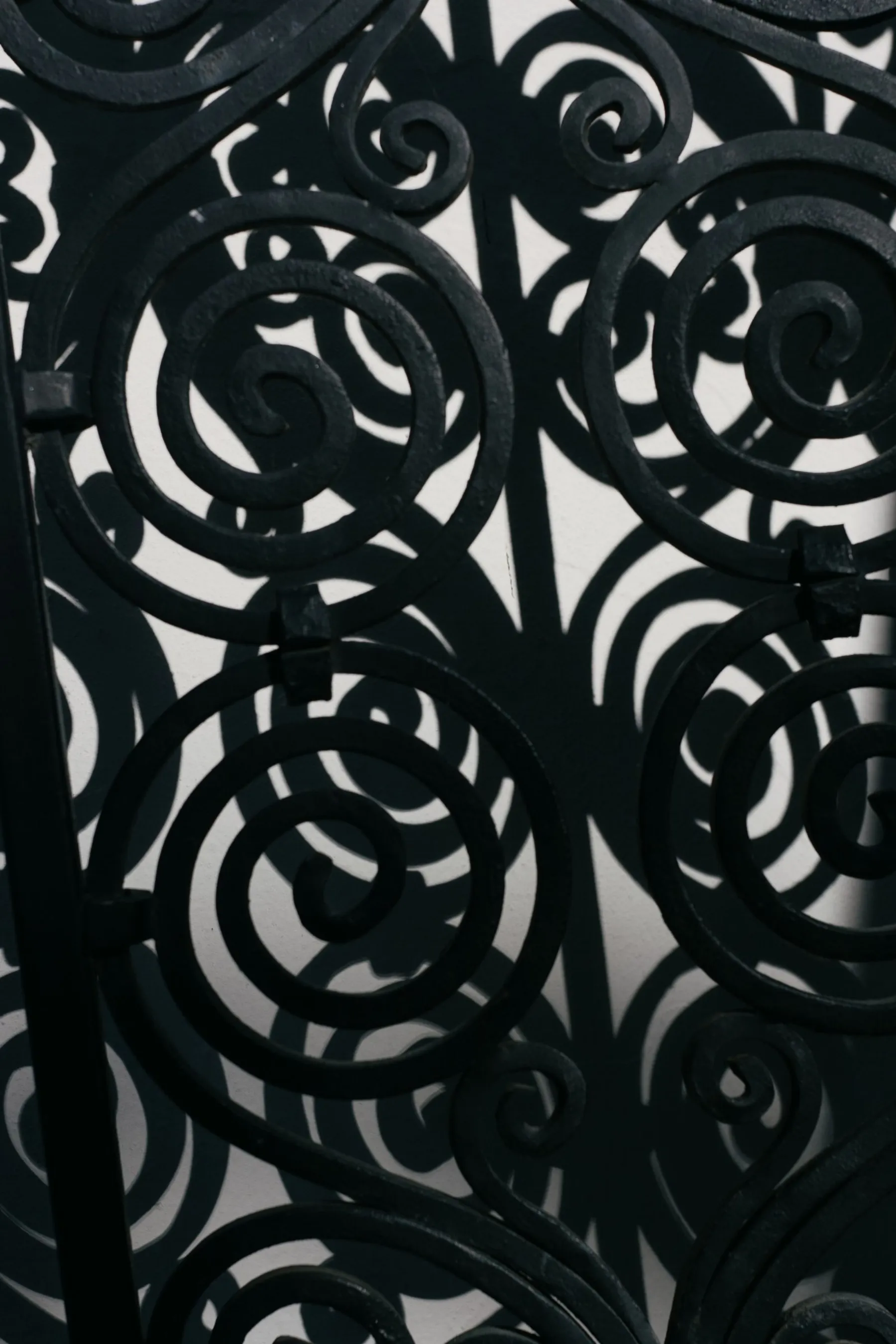 Detail of a wrought iron gate, interlacing spiral pattern